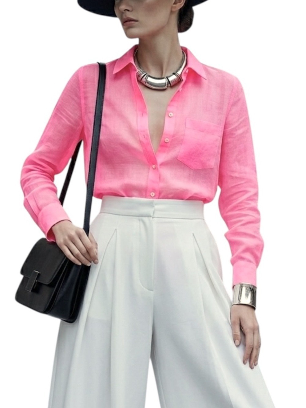 J Crew BOY fit bright neon pink gauzy cotton preppy button down top blouse 00